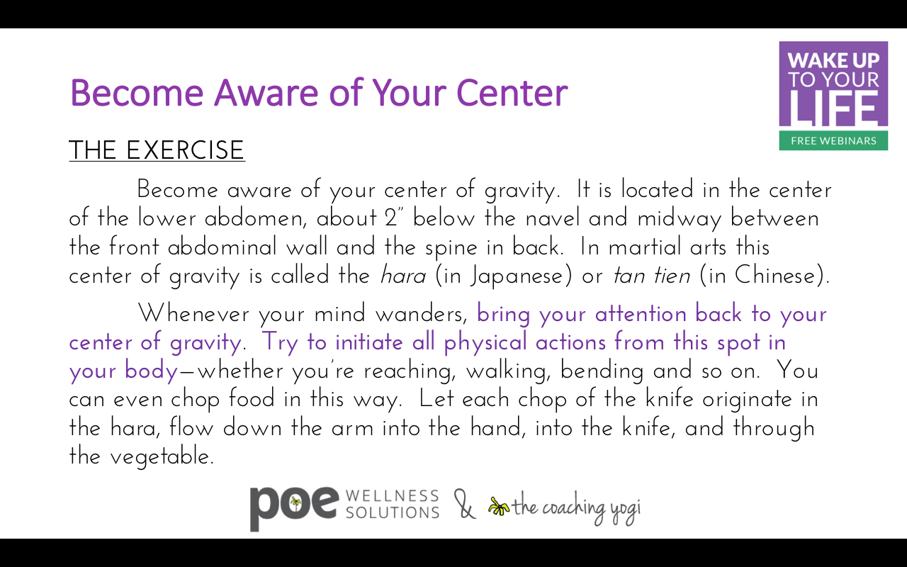 Become Aware Of Your Center